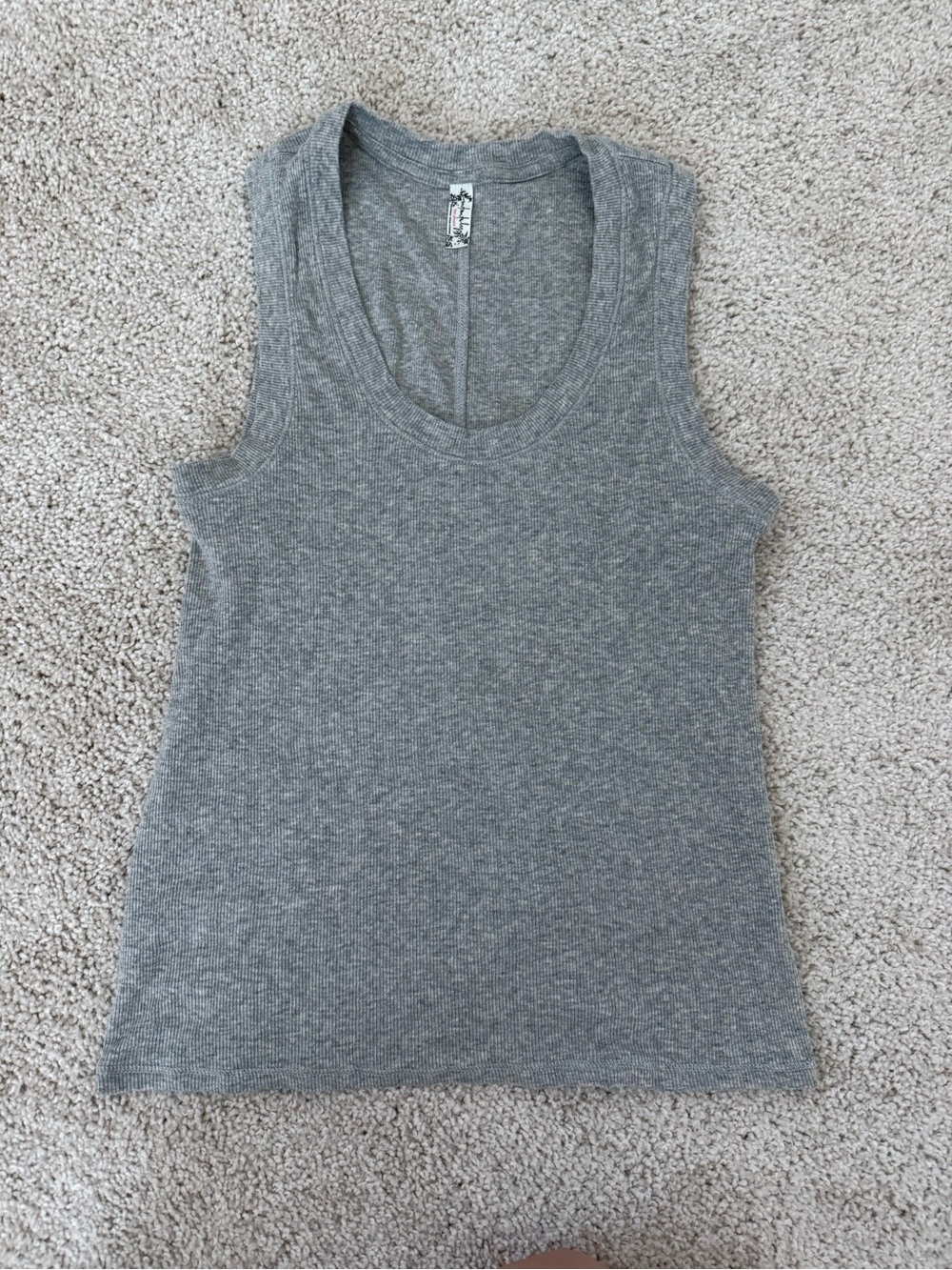 Free People Heather Gray Ribbed Tank Top - Picture 2 of 4